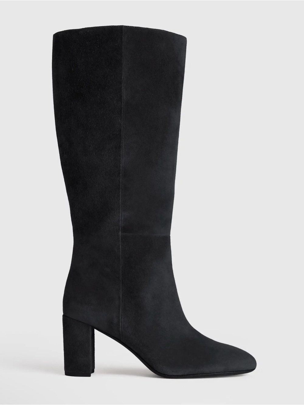 Quince Italian Suede Block Heeled Boots in Black Size 9.5 NIB